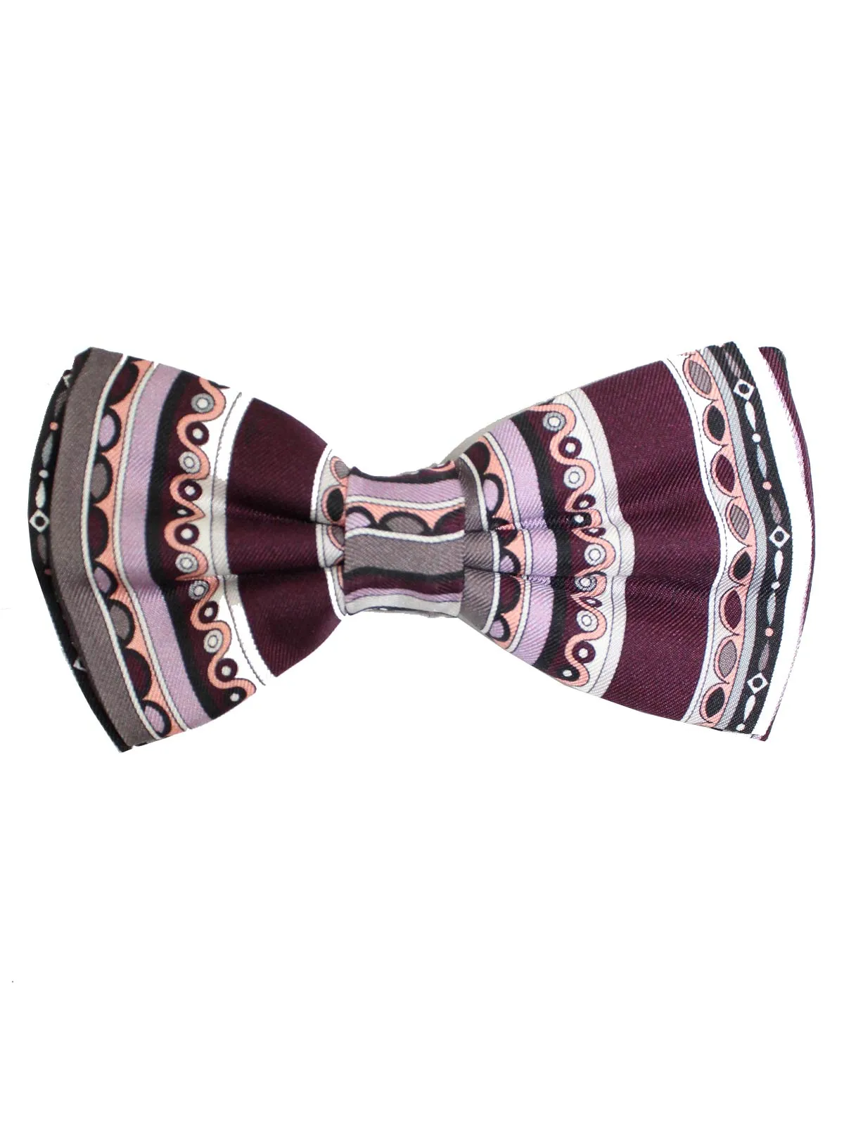 Emilio Pucci Bow Tie Maroon Gray Pre Tied SALE