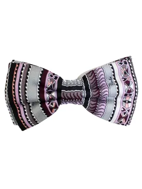 Emilio Pucci Silk Bow Tie Maroon Gray Pink - Pre-Tied SALE