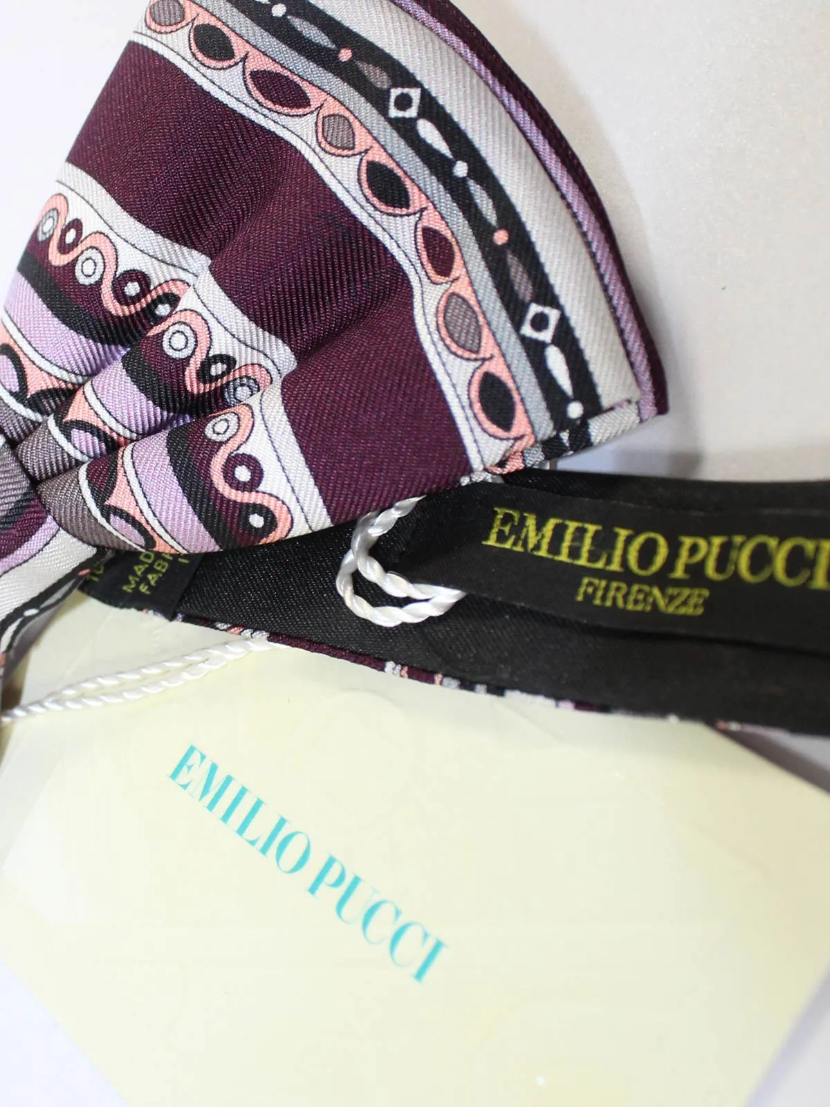 Emilio Pucci Silk Bow Tie Maroon Gray Pink - Pre-Tied SALE