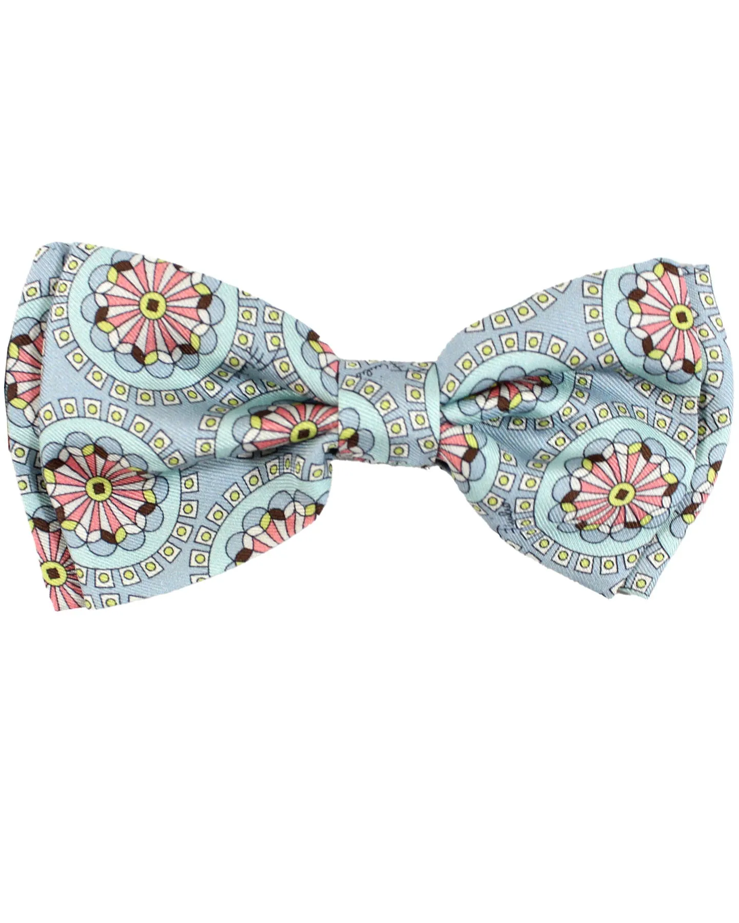 Emilio Pucci Silk Bow Tie Powder Blue Pink Geometric Pre-tied - Made In Italy