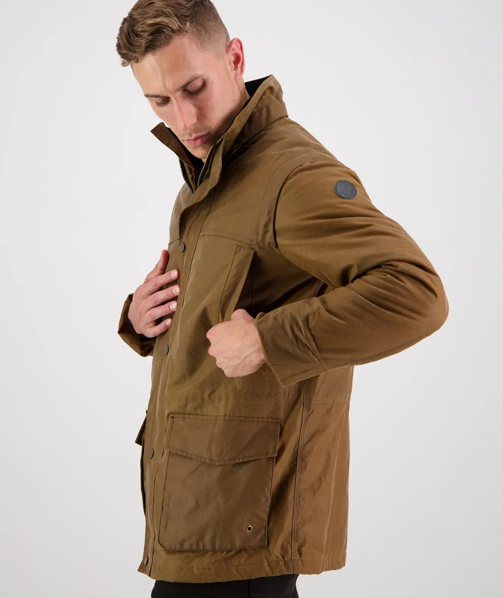 Evans Flat Oilskin Jacket - Tan