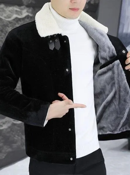 Fashionable Wool Blends Men's Motorcycle Jacket - Casual Streetwear Woolen Overcoat