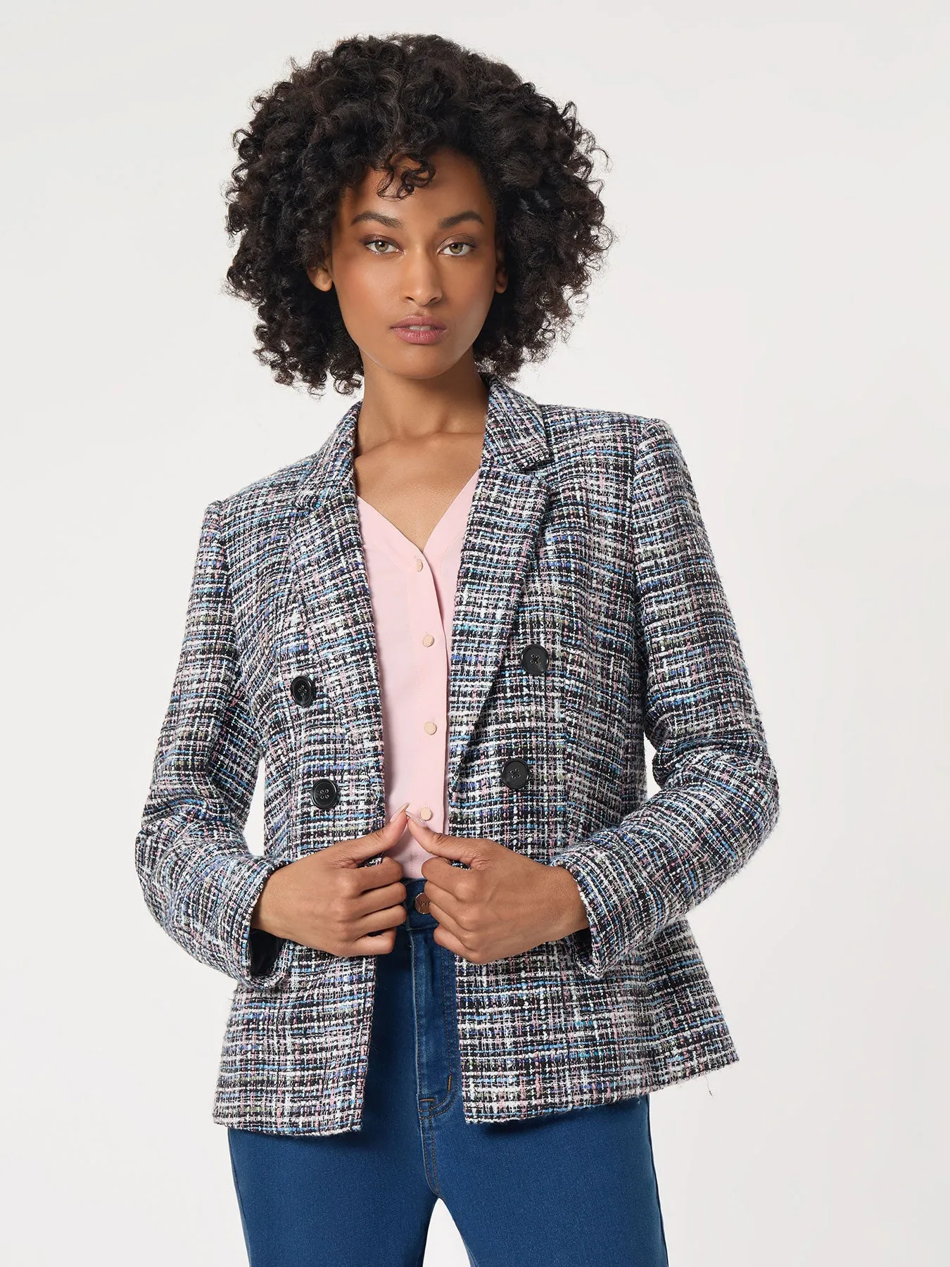 Faux Double Breasted Tweed Jacket