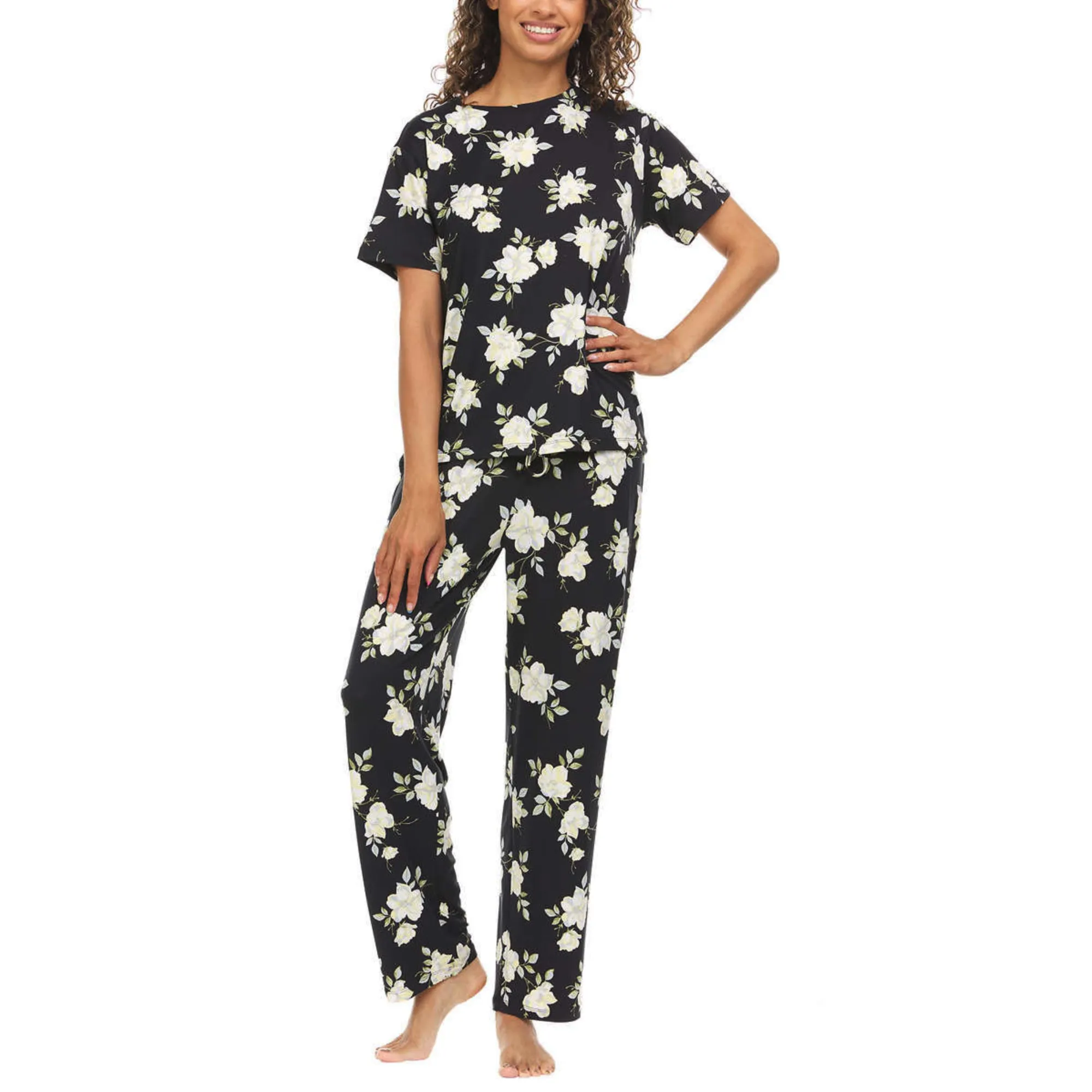 Flora Nikrooz Women's 2-Piece Super Soft Floral Print Top and Pants Pajama Set