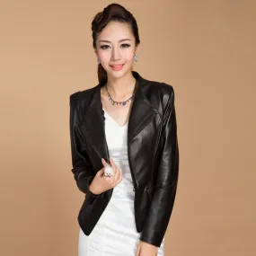 Genuine Sheep Leather Jacket Spring Blazer Top Grade Lamb Leather Coat Slim Waist Overcoat