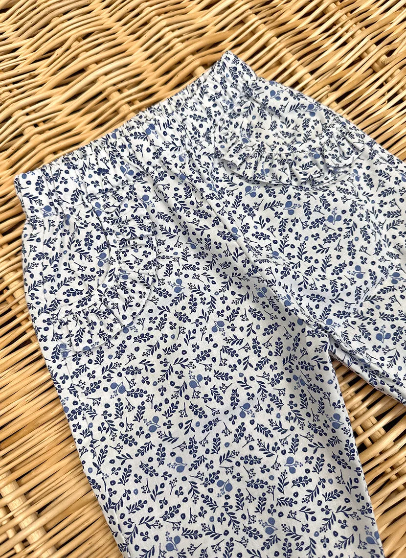 Girly light blue flowers pants