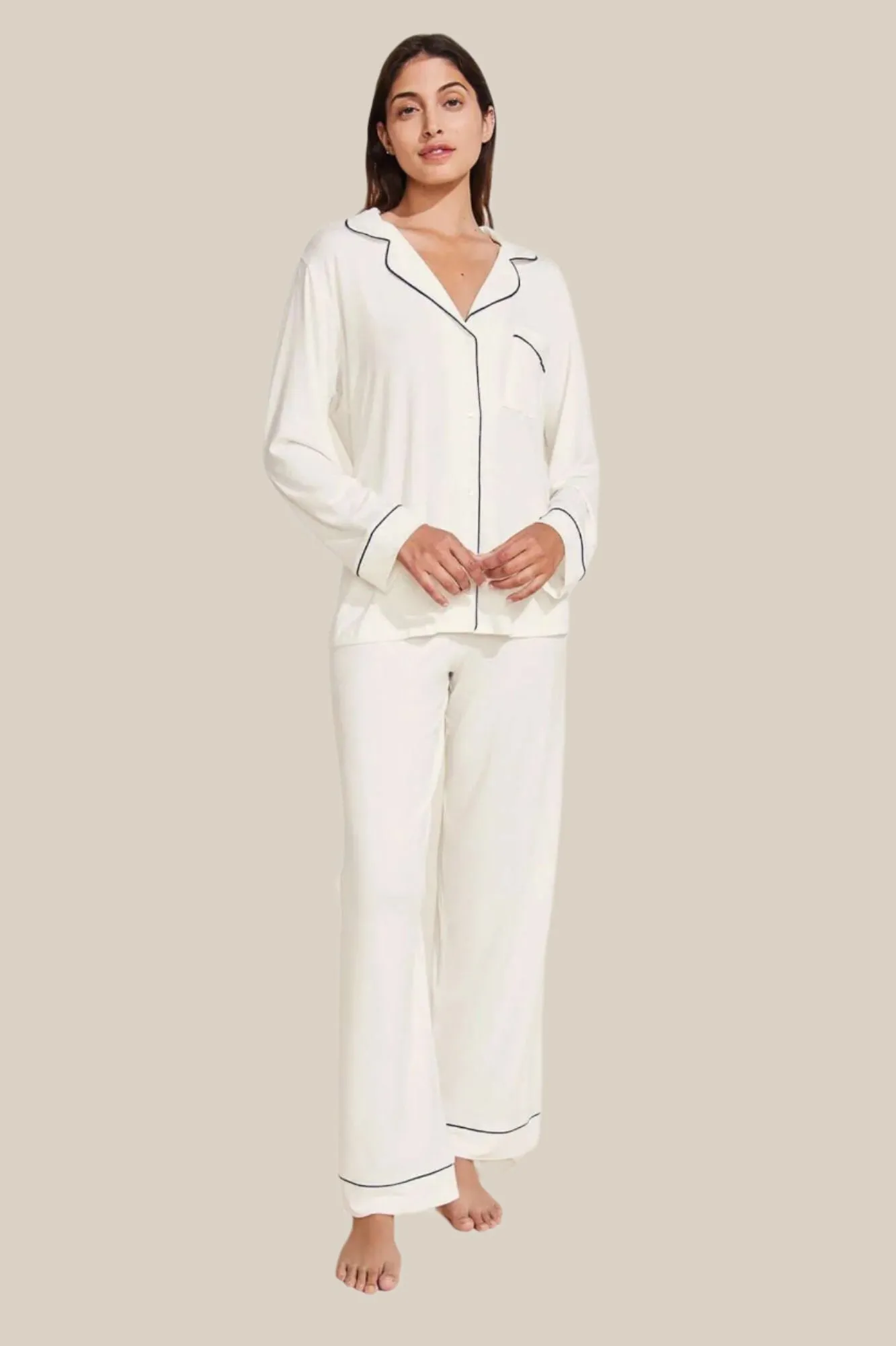 Gisele Long PJ Set in Pure Ivory