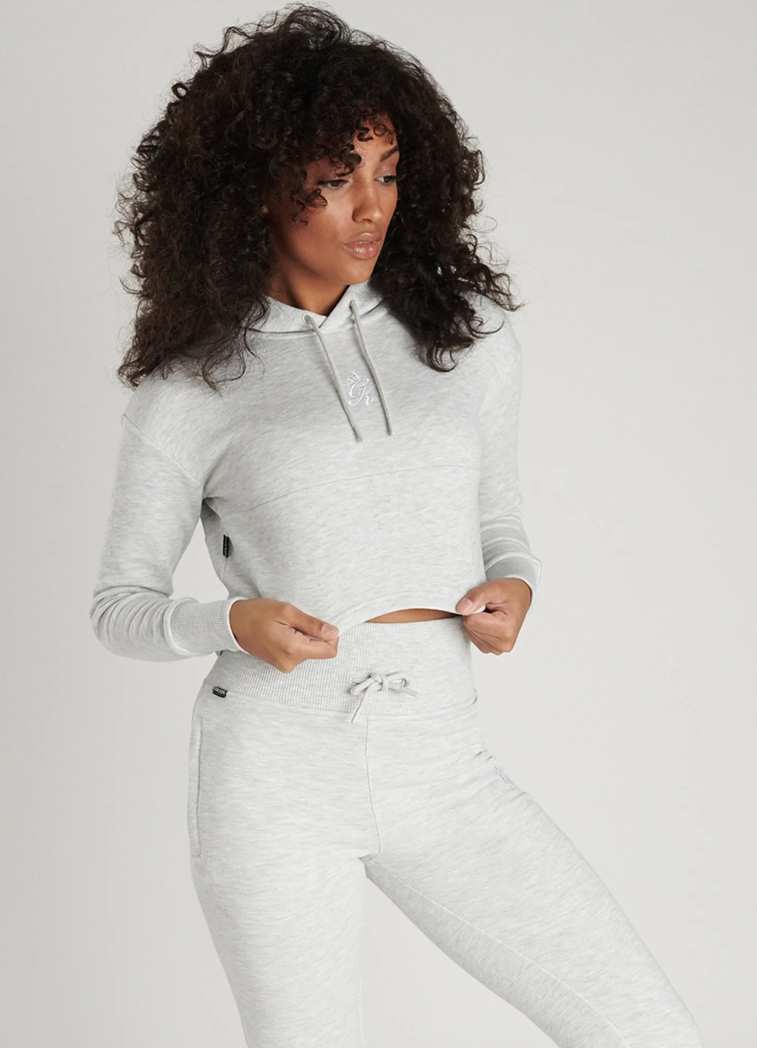 GK Sky Hooded Crop - Snow Marl