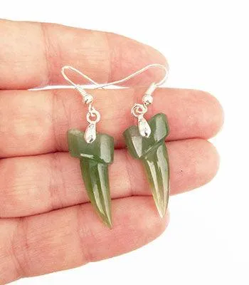 Greenstone Shark Tooth Earrings