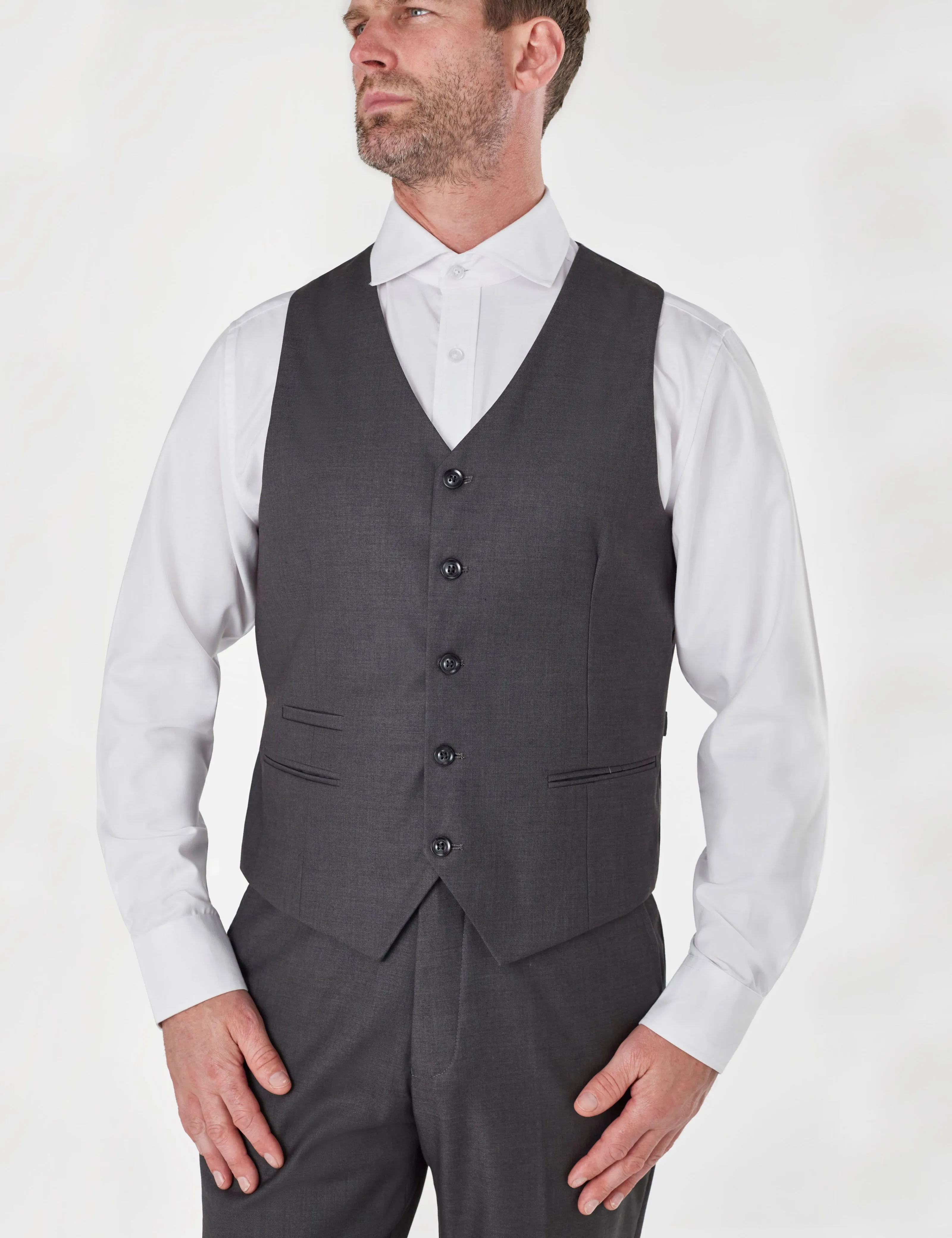 Grey Chinese Grandad Collar Nehru Jacket Suit