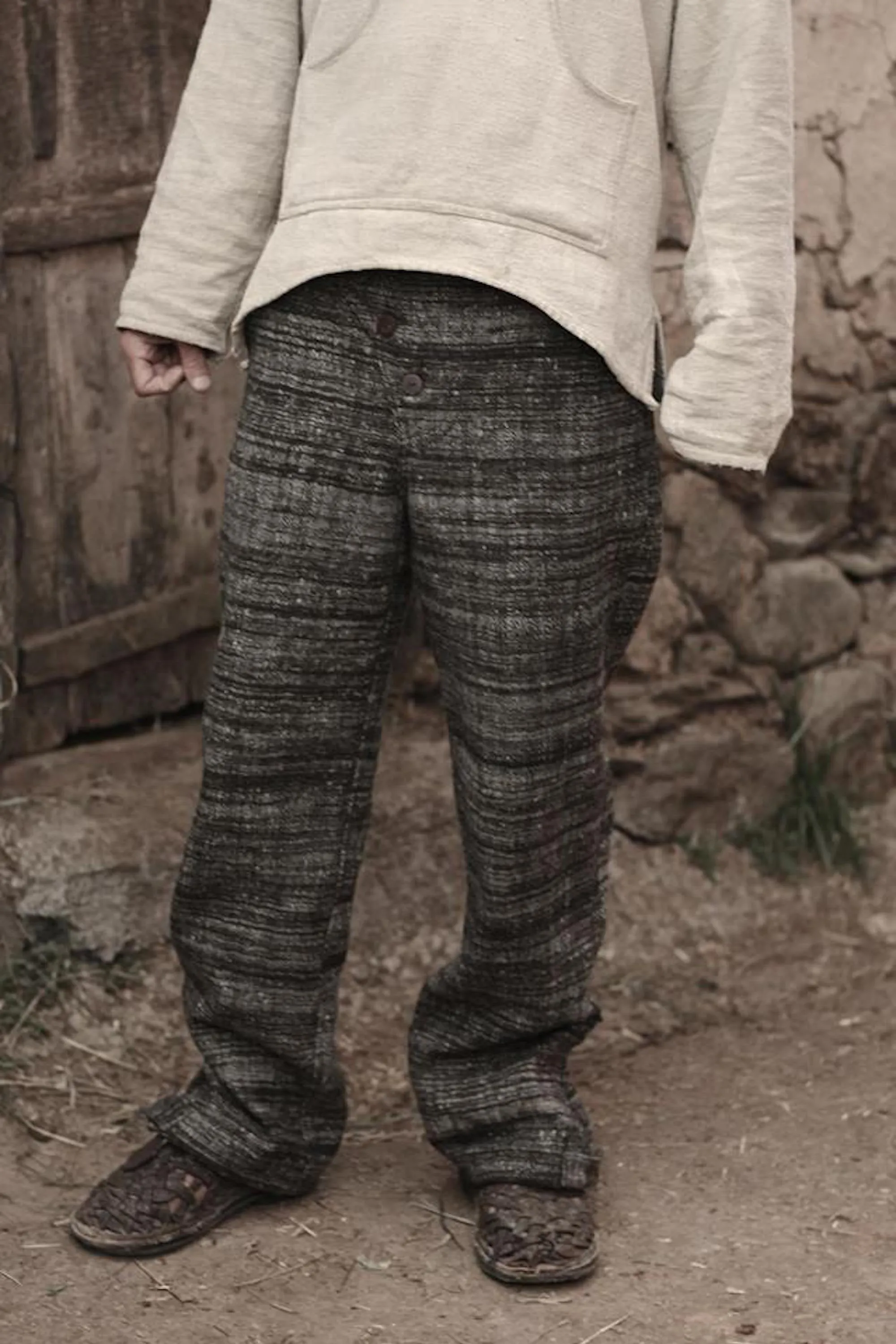 Himalayan Handwoven Wool Men Straight Pants ⫸