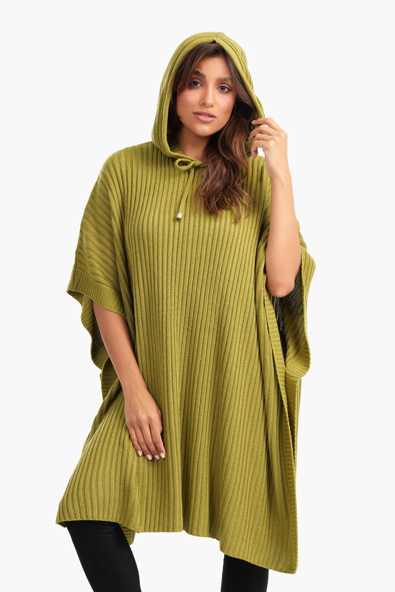 Hooded Poncho with Knee Length