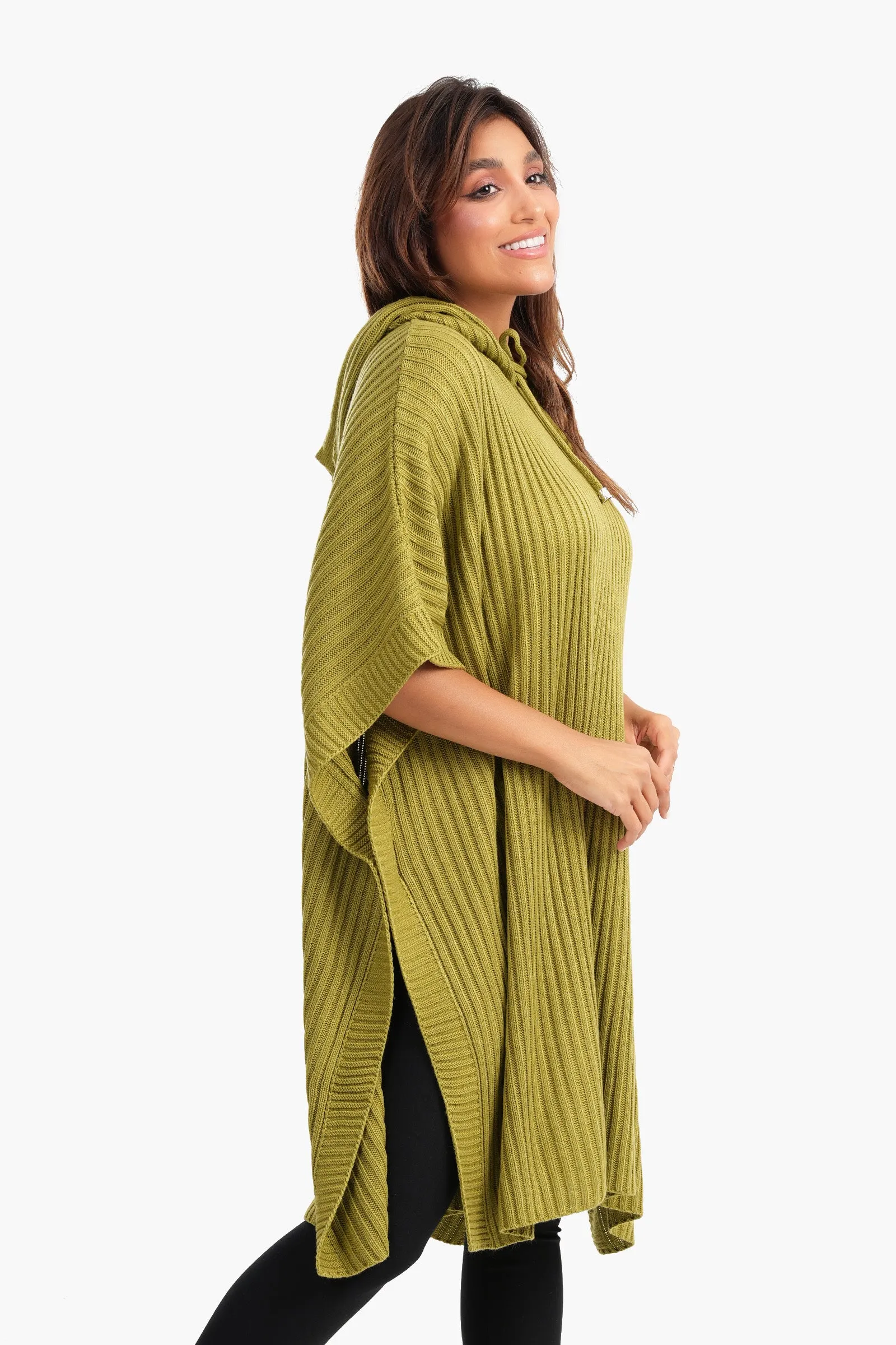 Hooded Poncho with Knee Length