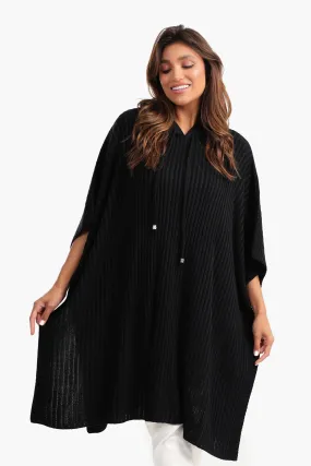 Hooded Poncho with Knee Length