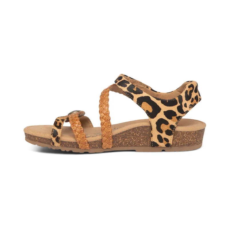 Jillian Braided Quarter Strap Sandal in Leopard