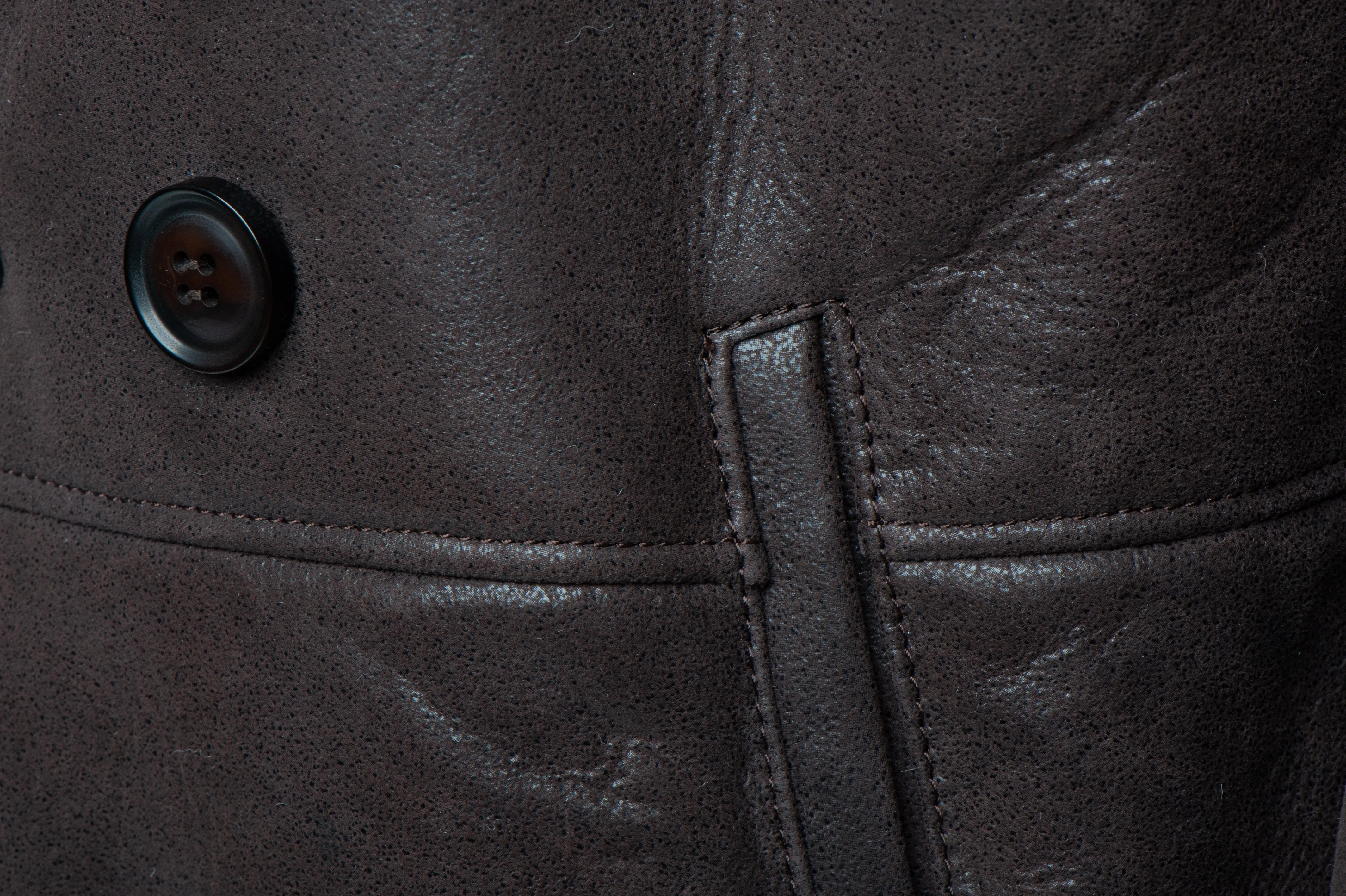 Jozef's 3/4 length brown shearling buttoned coat