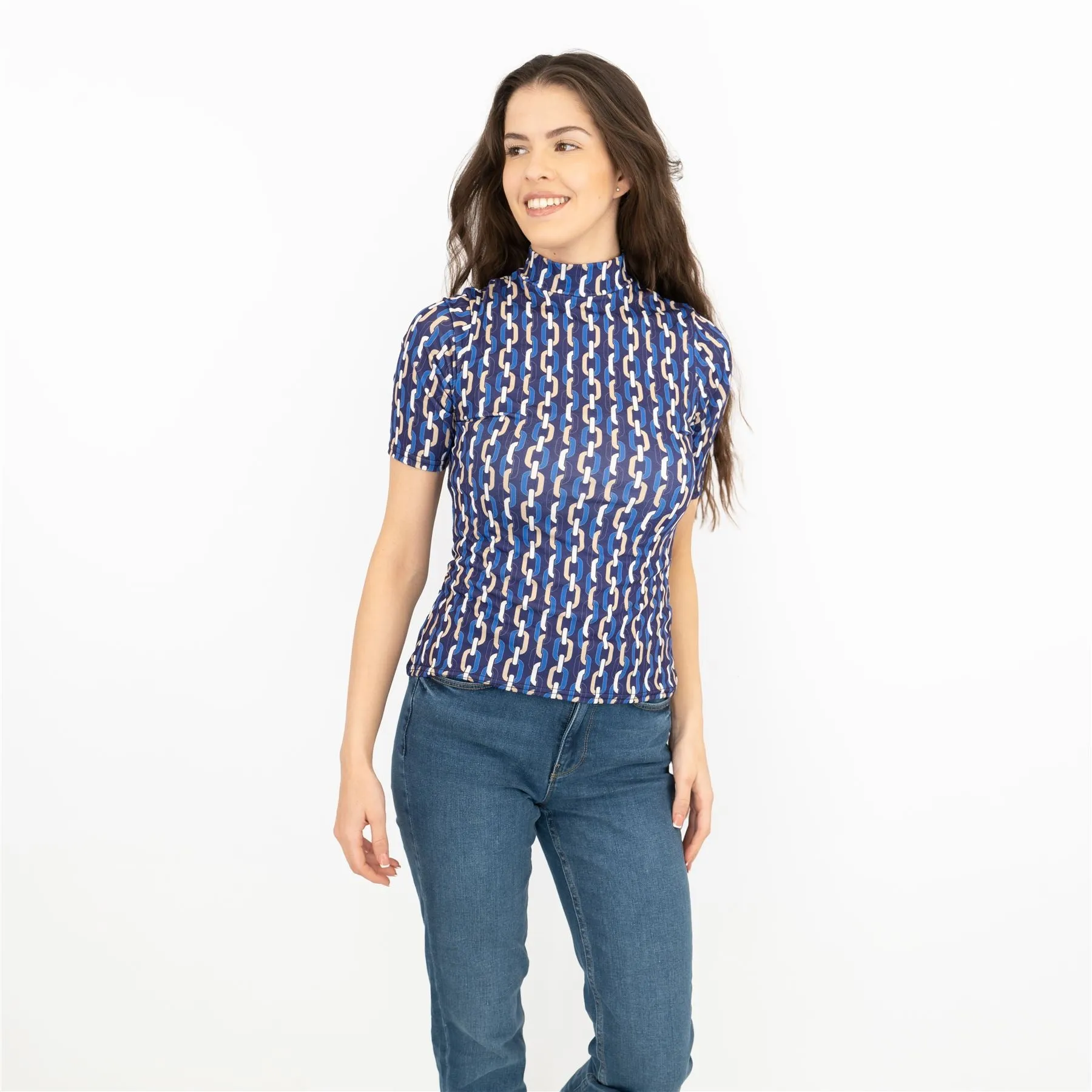 Karen Millen Purple Geo Print Short Sleeve Tops