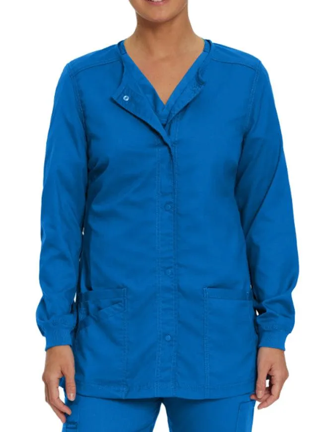 Landau Proflex Women's Snap Front Warm Up Solid Scrub Jacket