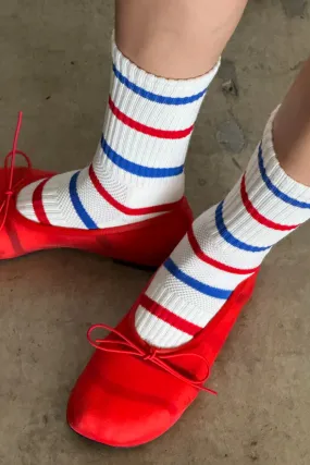 Le Bon Shoppe Boyfriend Red and Blue Striped Socks