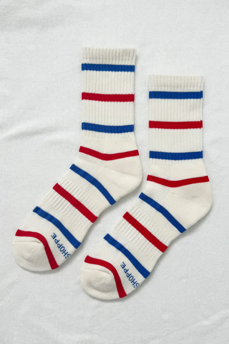 Le Bon Shoppe Boyfriend Red and Blue Striped Socks