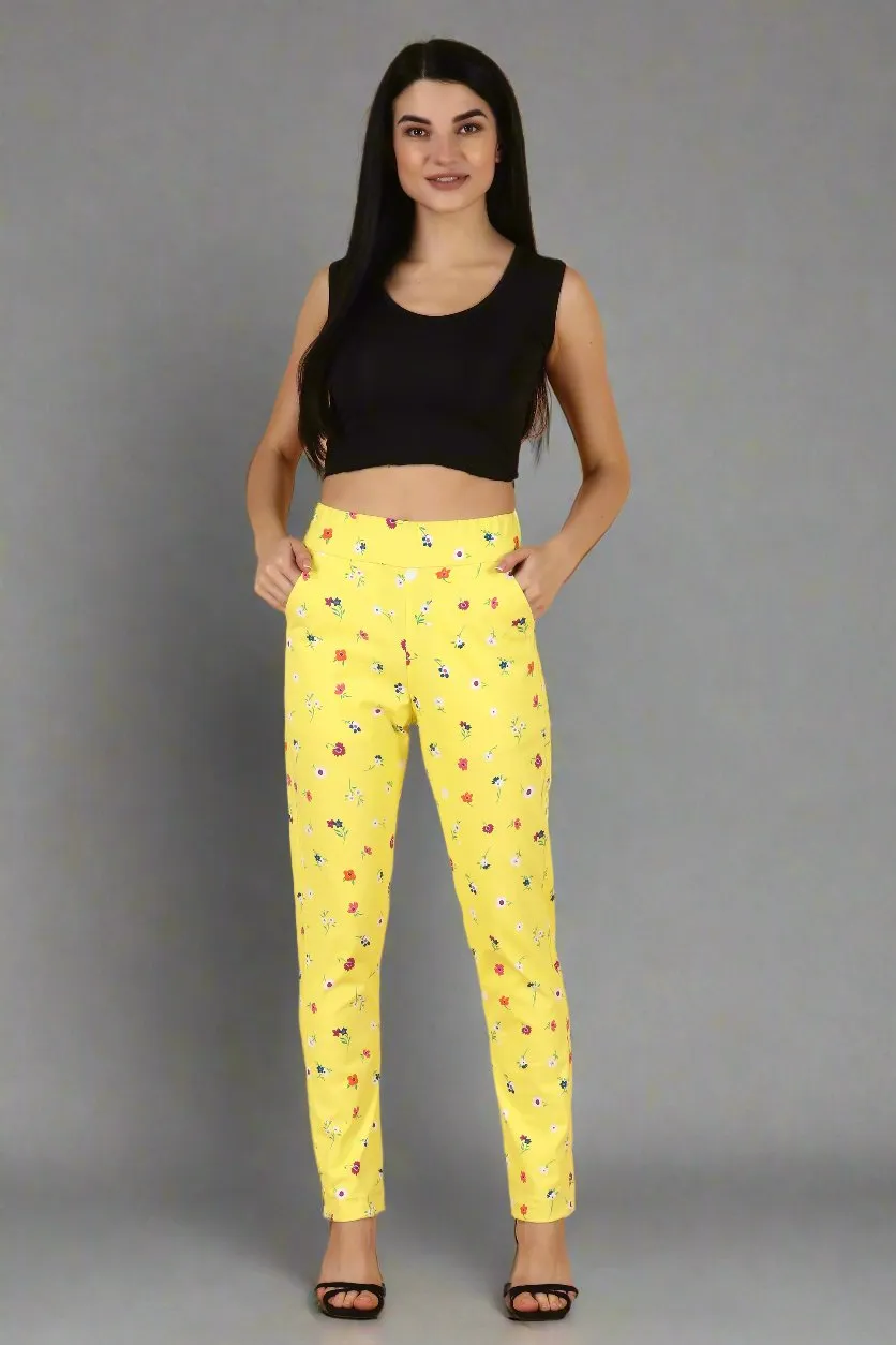 Lemon Printed Lycra Pant