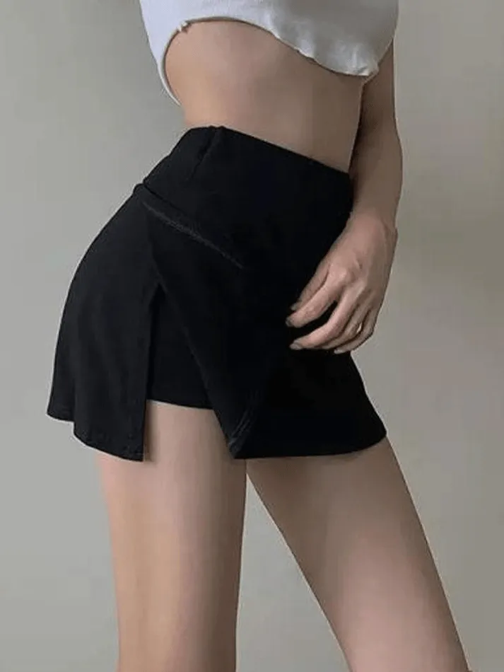 Lined Detail Graceful Split Mini Skirt