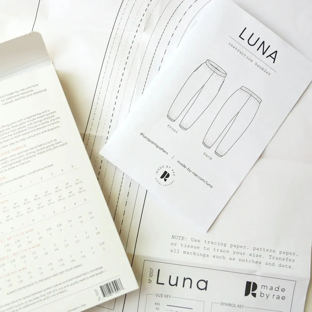 Luna Pants Paper Pattern  XXS, XS, S, M, L, XL& Plus Sizes 1-5