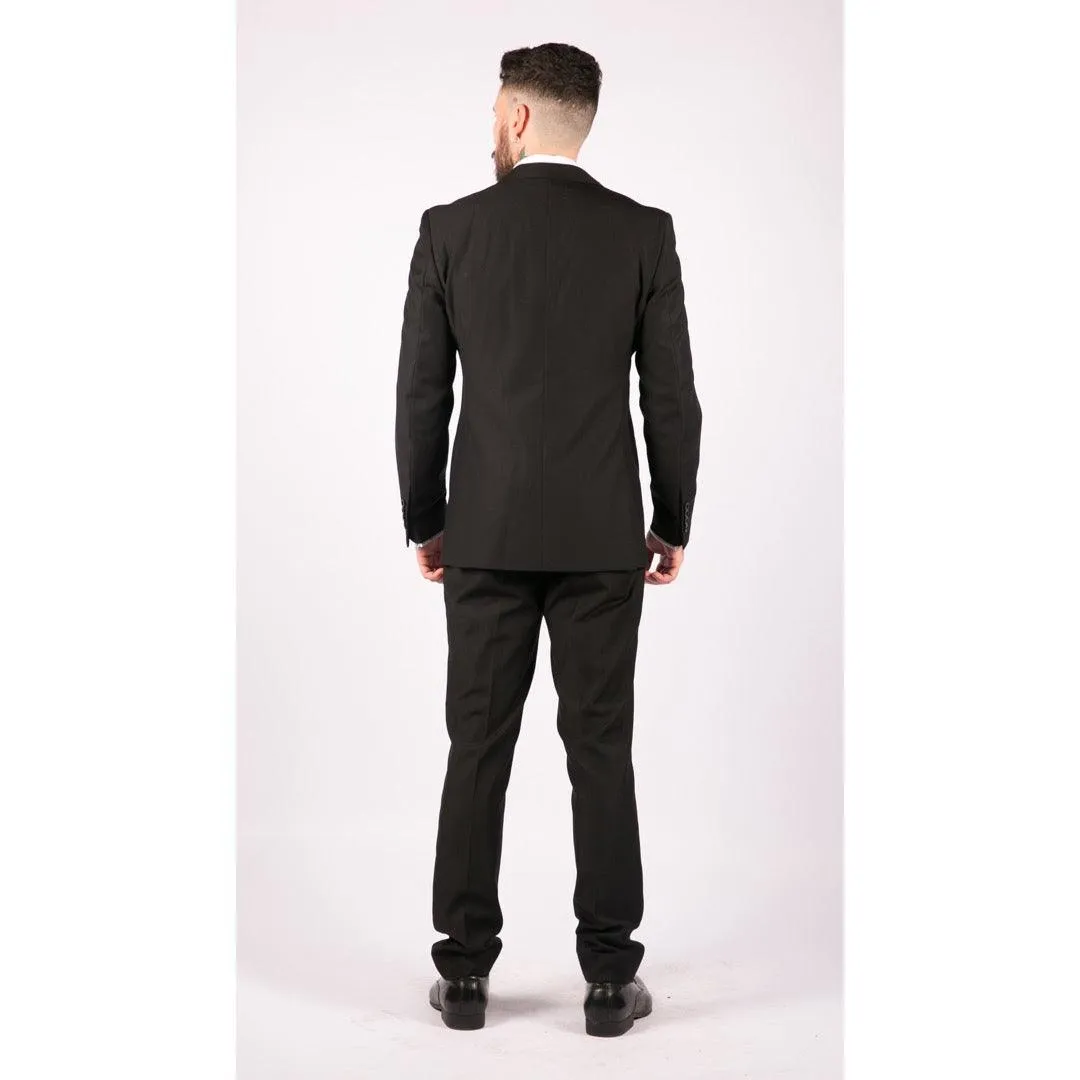 Mens 3 Piece Black Tailored Fit Complete Suit Classic Doorman Morning Funeral