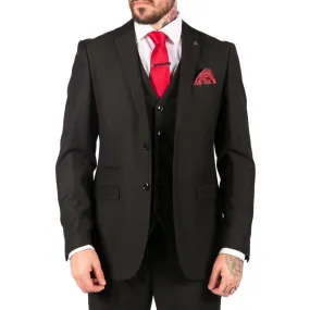 Mens 3 Piece Black Tailored Fit Complete Suit Classic Doorman Morning Funeral