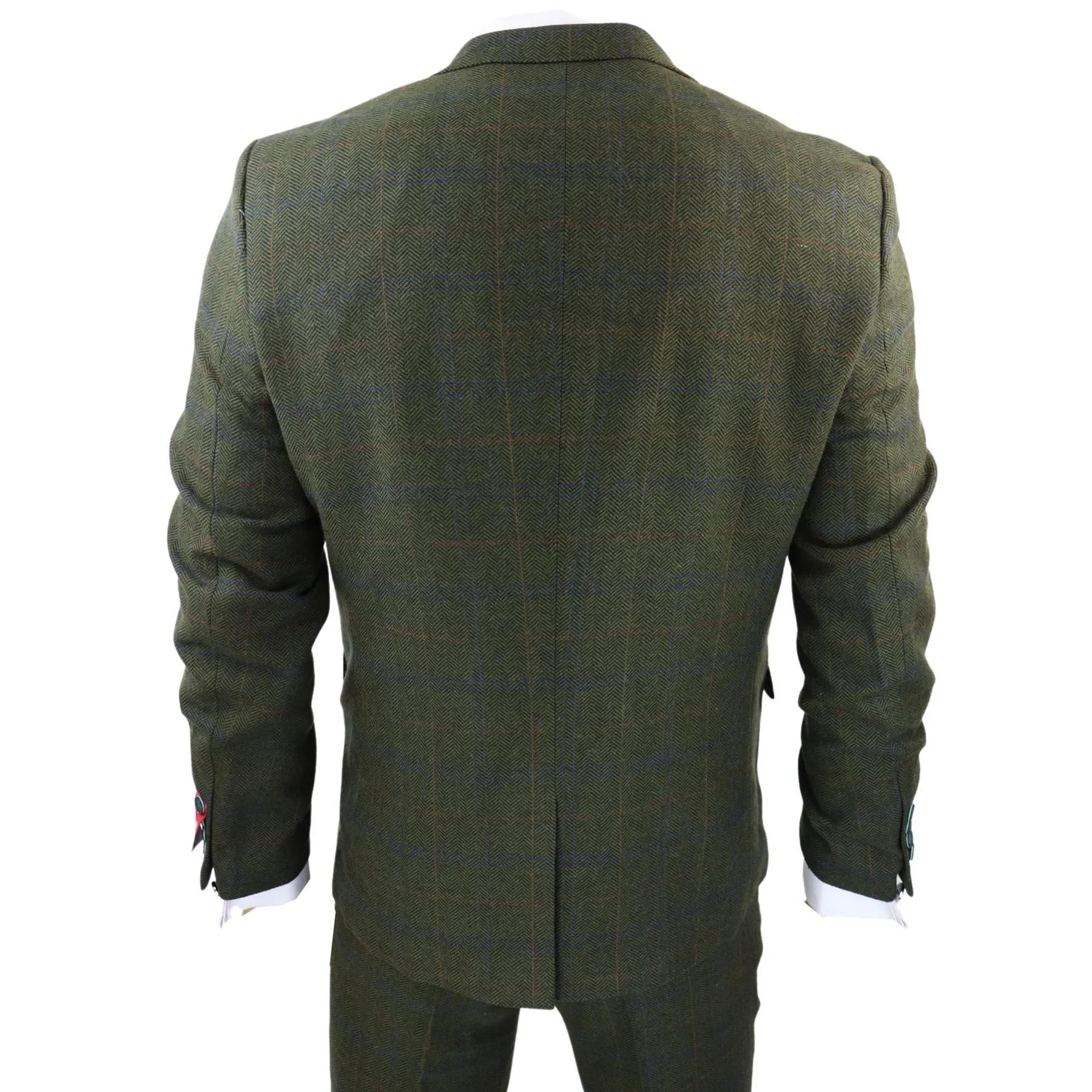 Men's 3 Piece Suit Wool Tweed Green Blue Brown Check 1920s Gatsby Formal Dress Suits