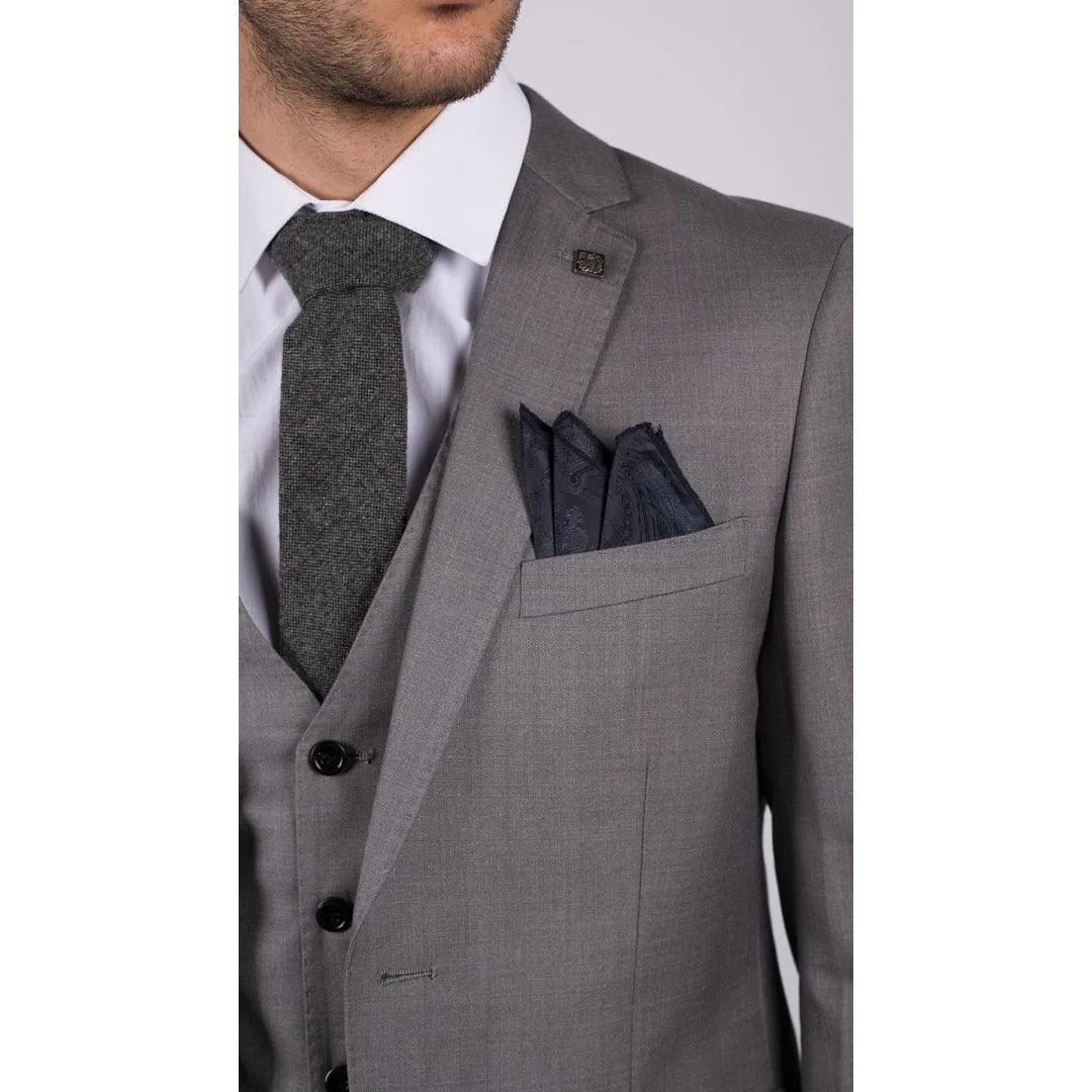 Mens Light Grey 3 Piece Suit Classic Stitch Wedding Summer Prom Classic Grooms