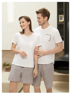 Men/Women/Couple's Pure Cotton Short Sleeved Sleepwear Set