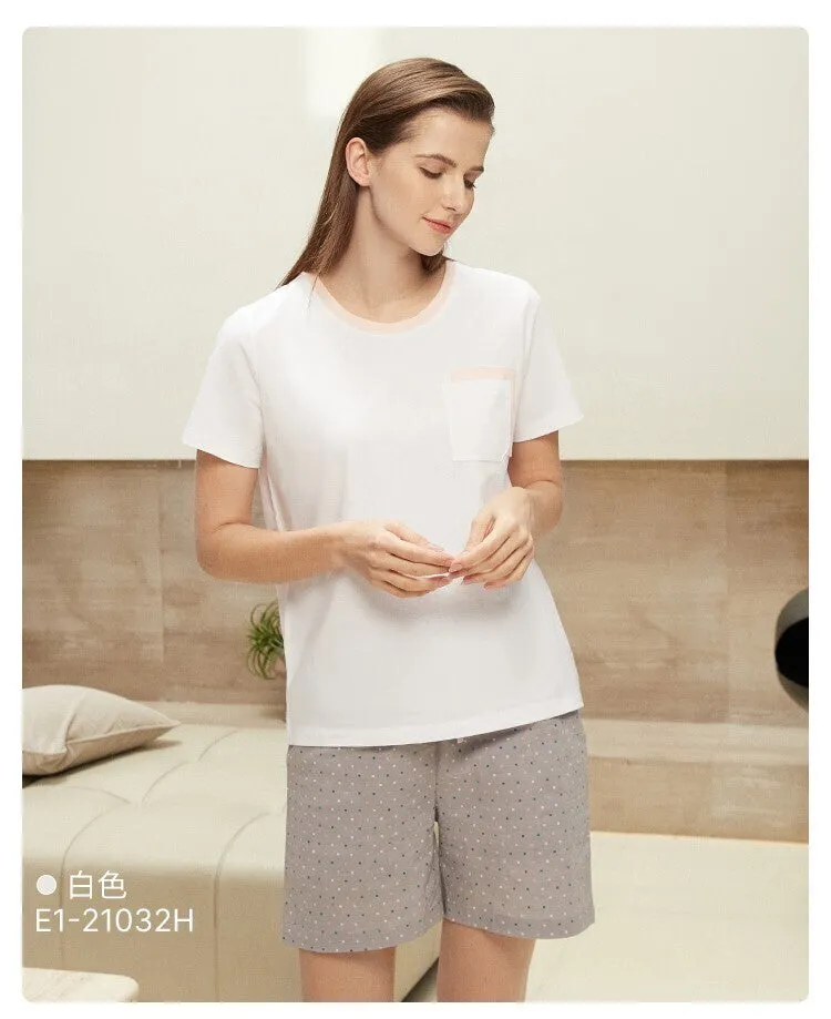 Men/Women/Couple's Pure Cotton Short Sleeved Sleepwear Set