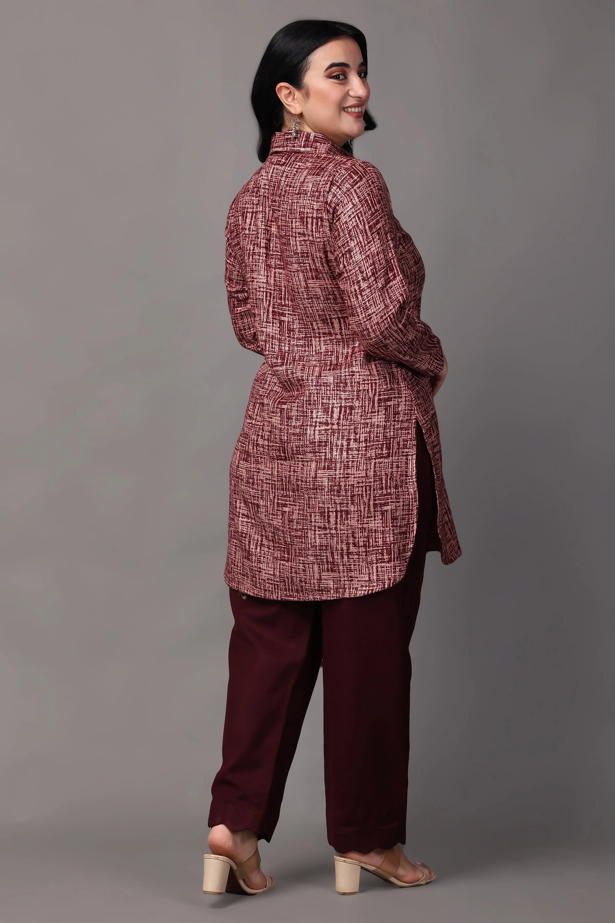 Merlot Embrace Woollen Short Kurta