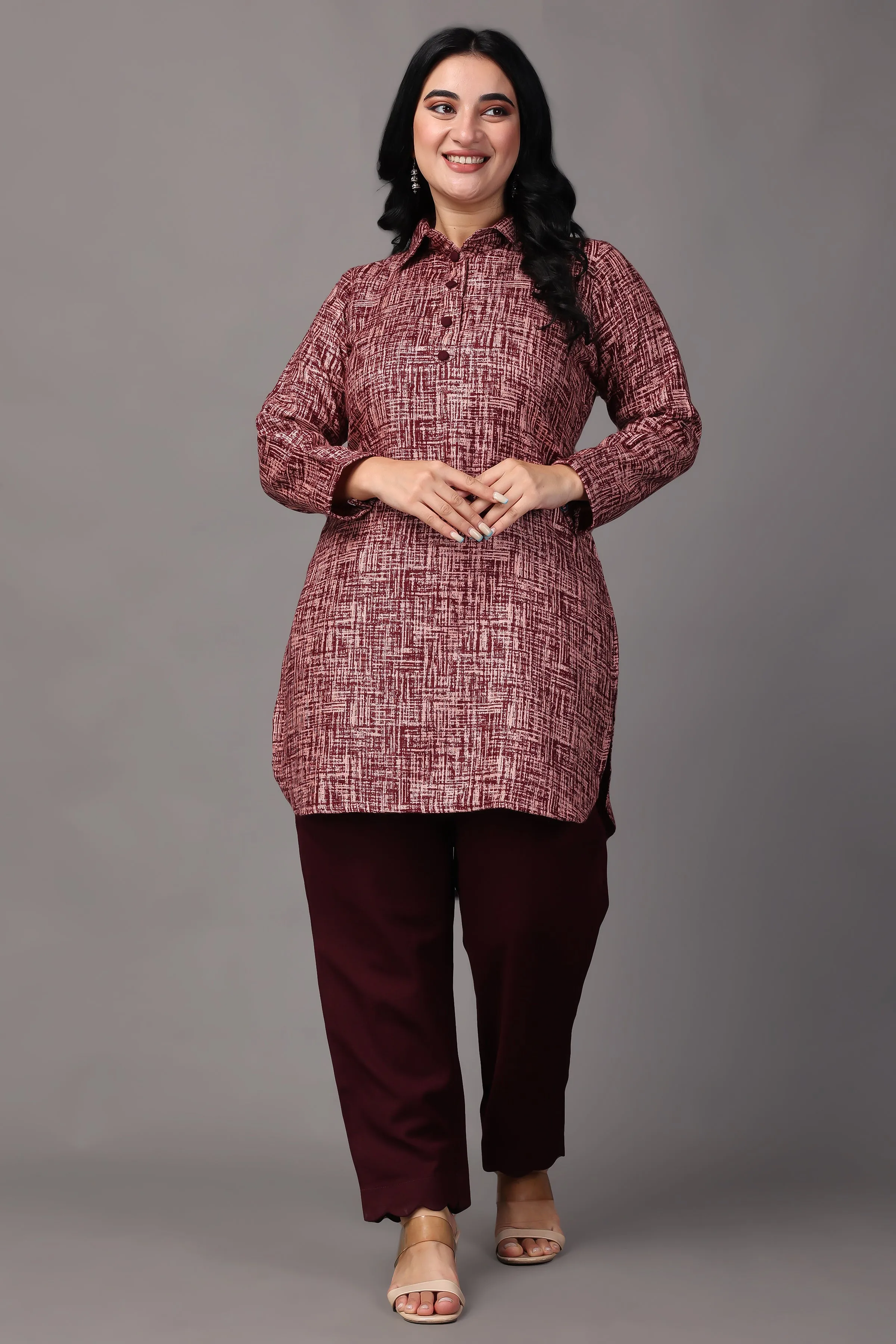 Merlot Embrace Woollen Short Kurta