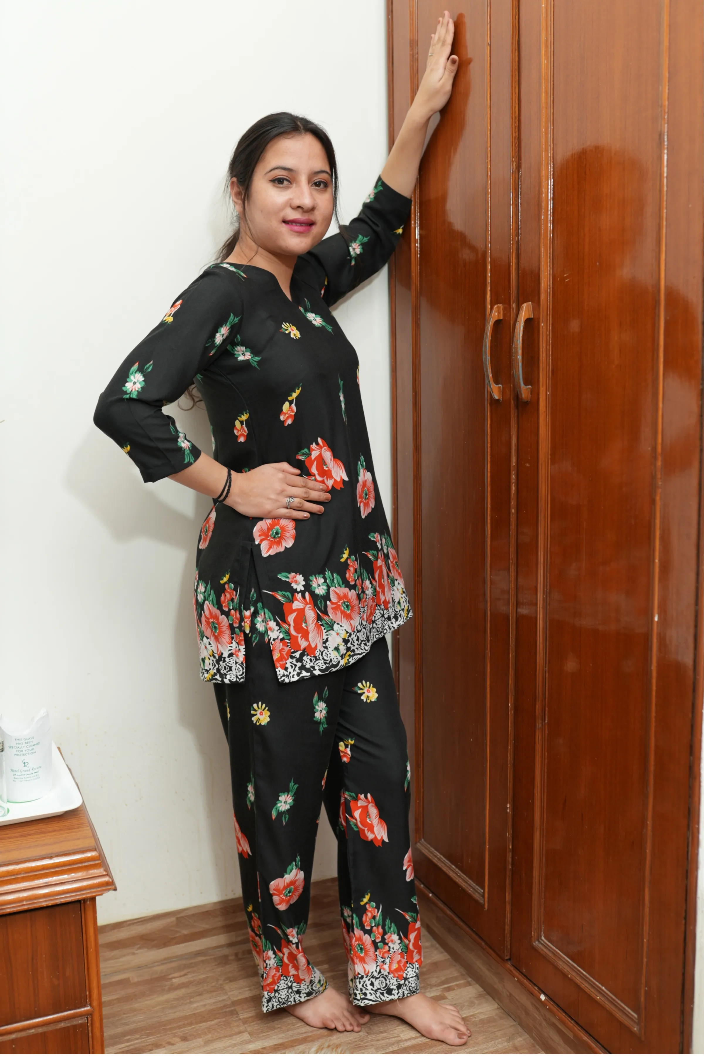 Midnight Garden Rayon Night Suit