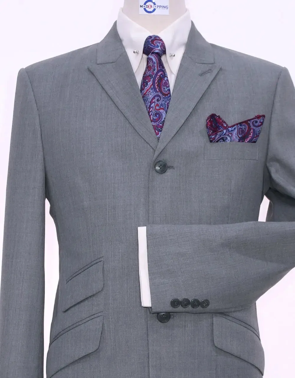 Mod Suits | 60s Style Grey Peak Lapel Suit For Men