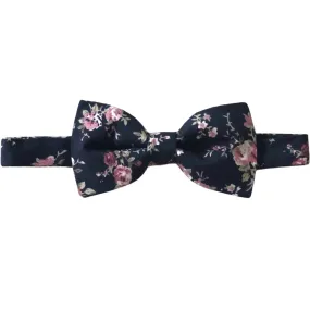 Navy & Pink Floral Bow Tie