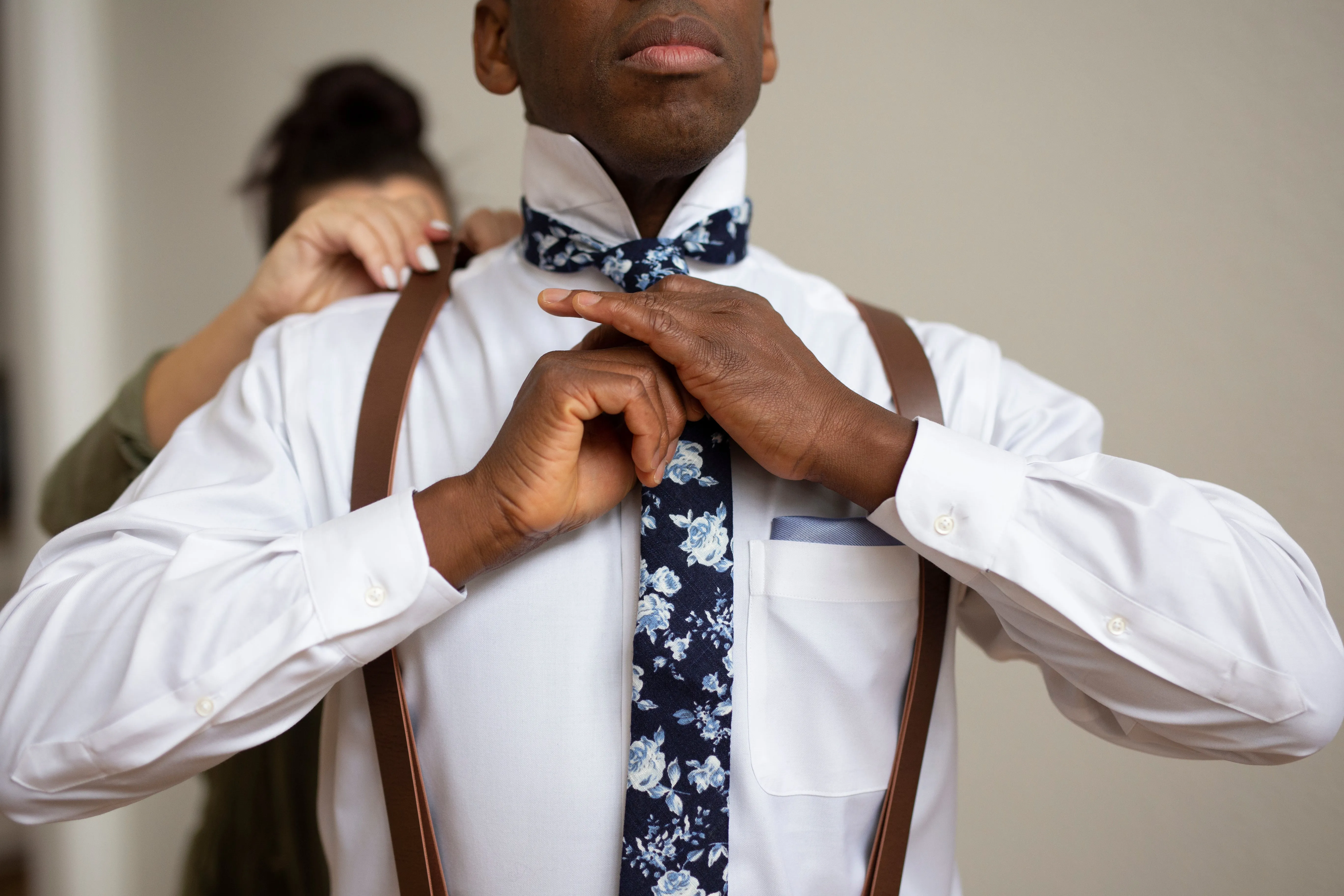 Navy and Light Blue Floral Neck Tie