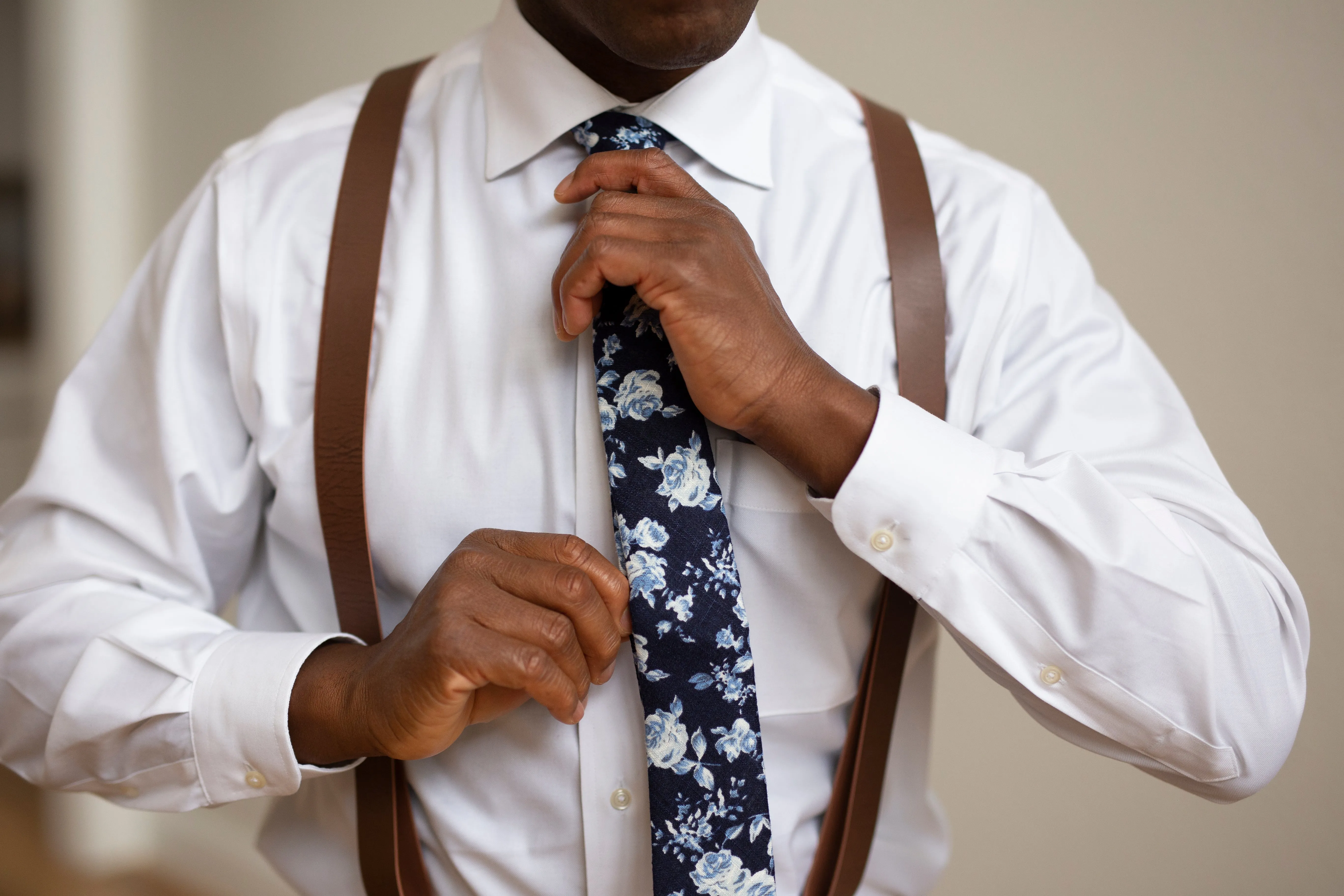 Navy and Light Blue Floral Neck Tie