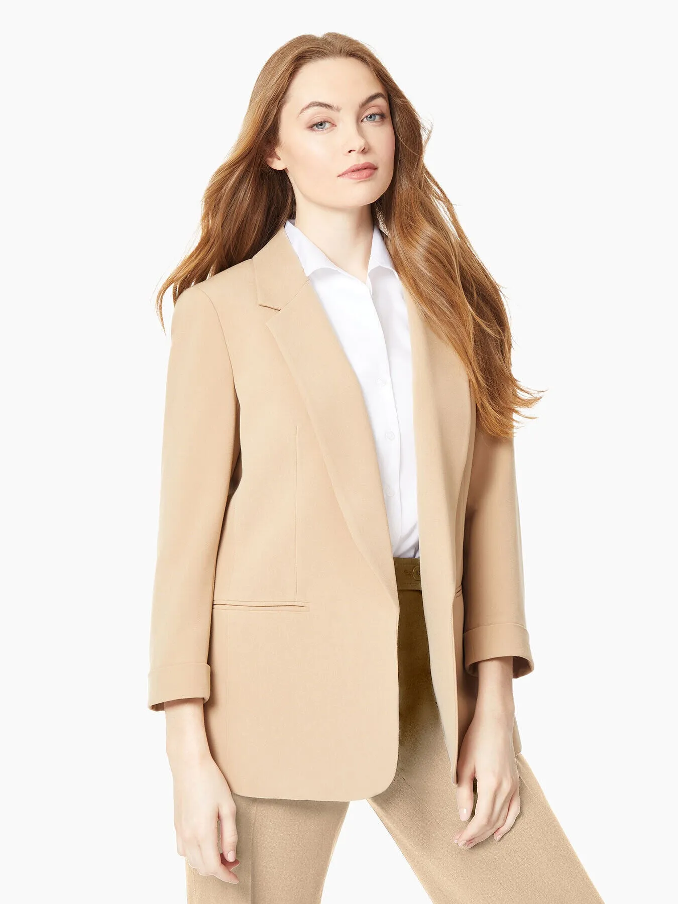 Notch Collar Rolled Cuff Bi-Stretch Blazer