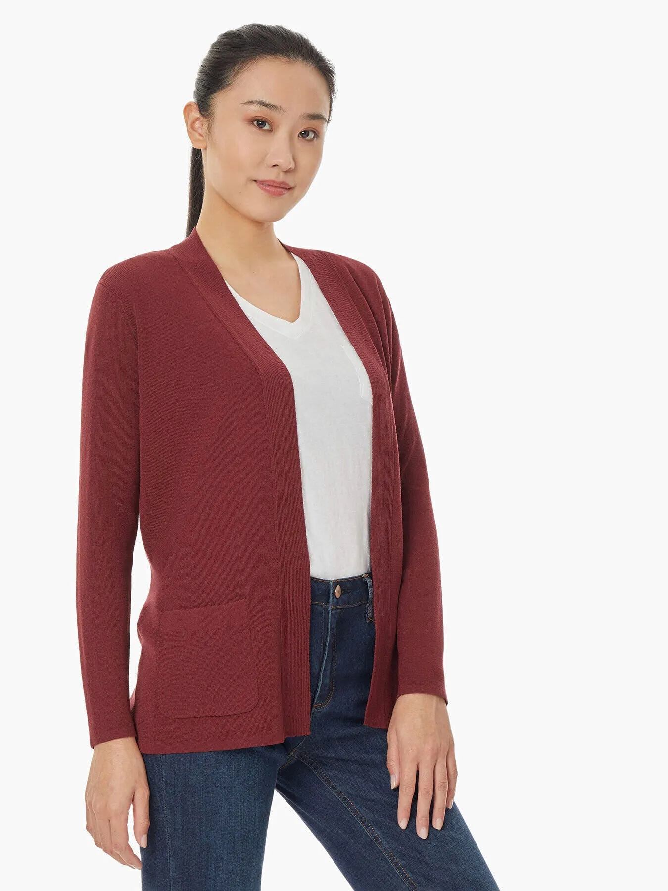 Open Front Cardigan With Pockets