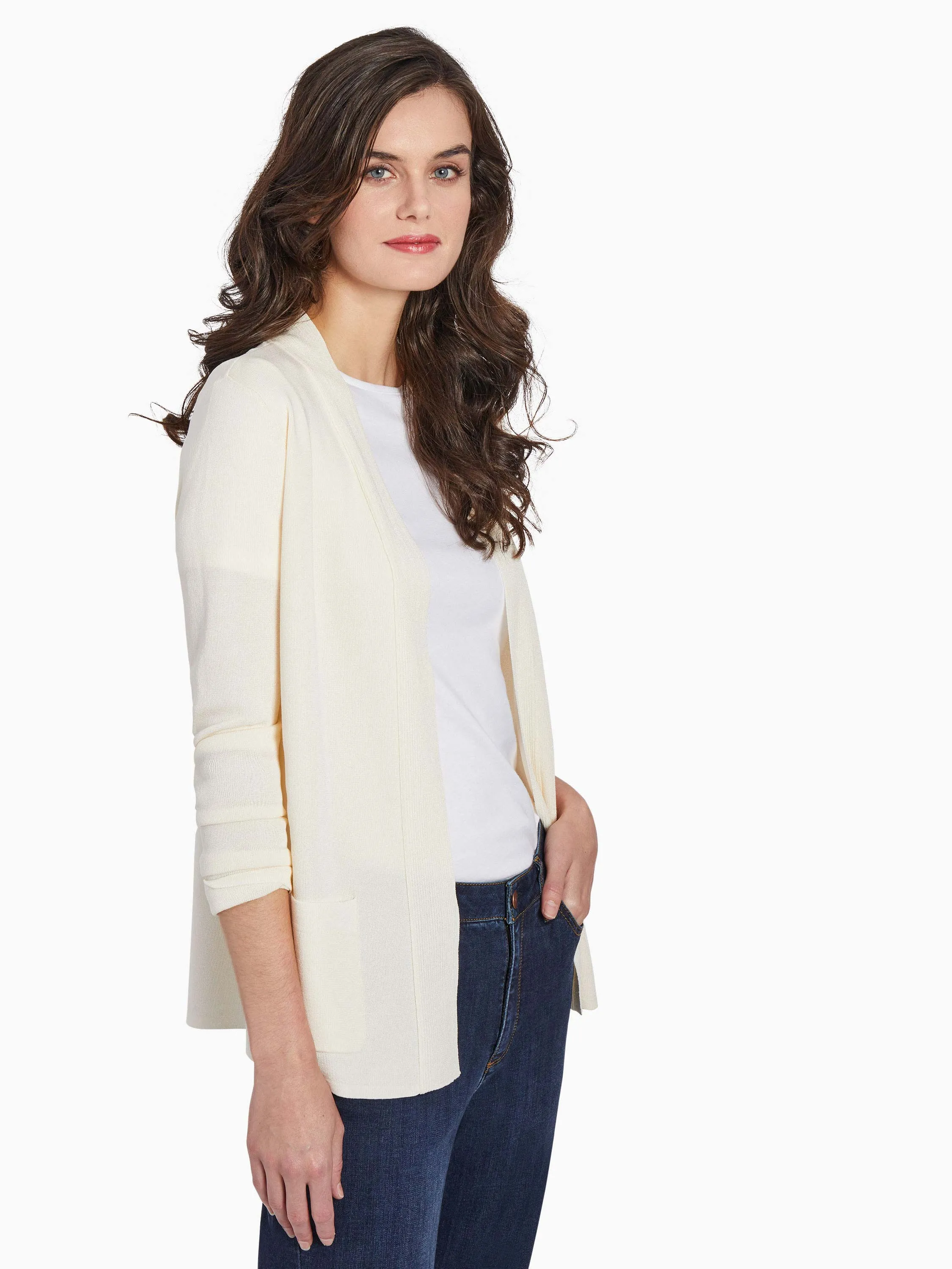 Open Front Cardigan With Pockets