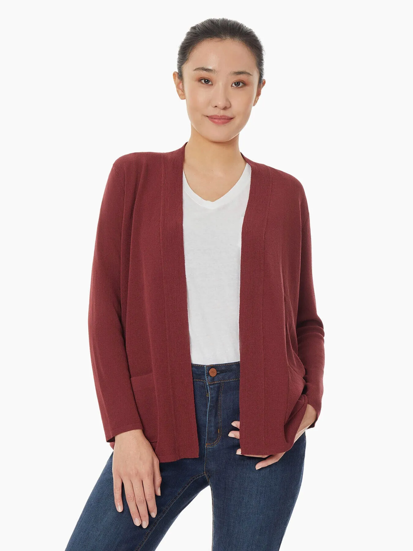 Open Front Cardigan With Pockets