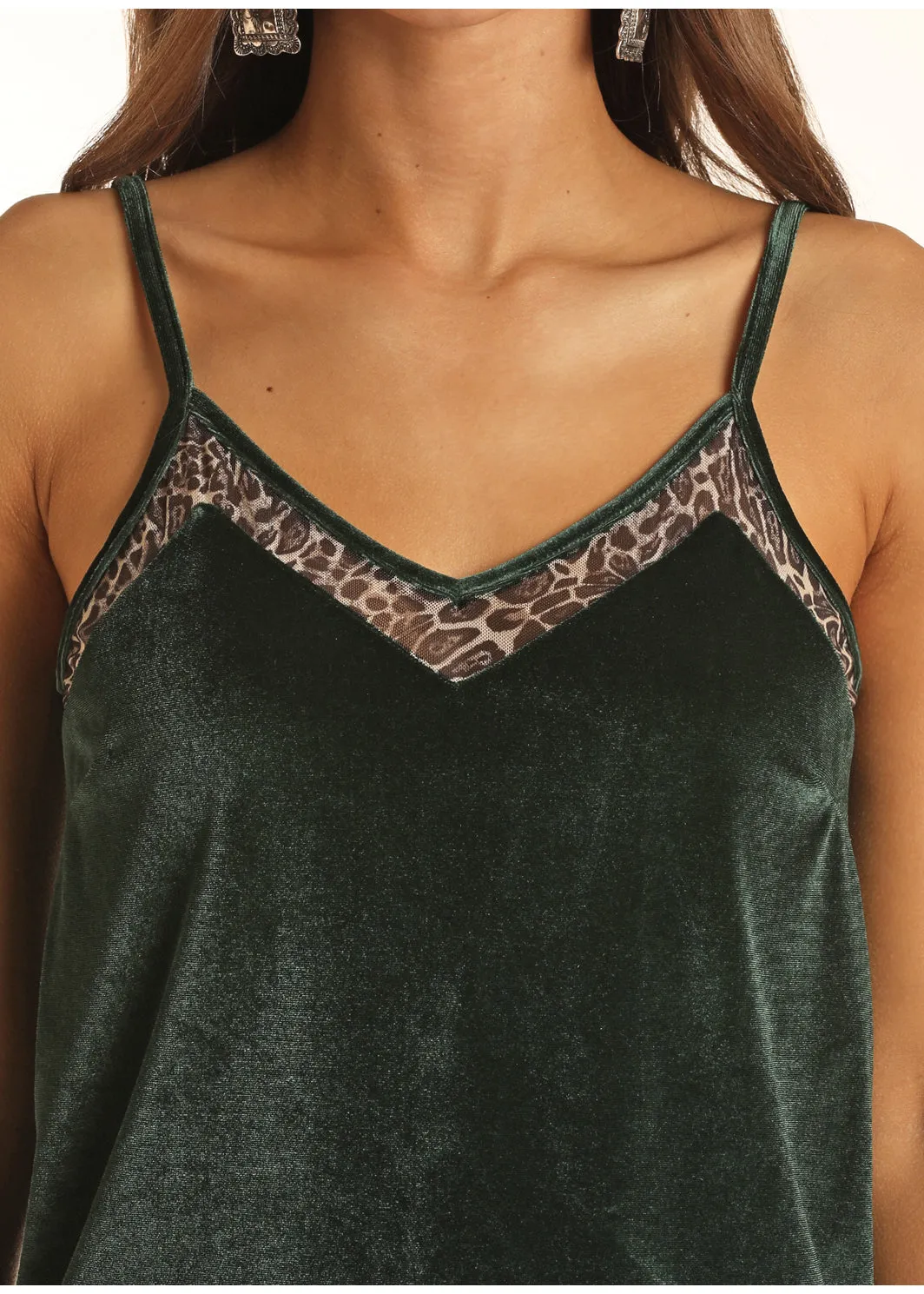 Panhandle Slim® Women's Rock & Roll Velvet Emerald Mesh Cami Top