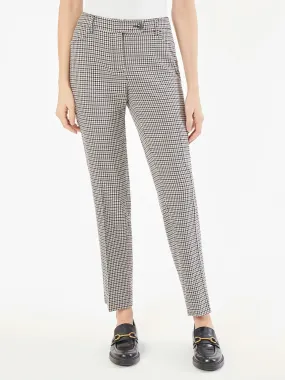 Plaid Fly-Front Slim Leg Pants