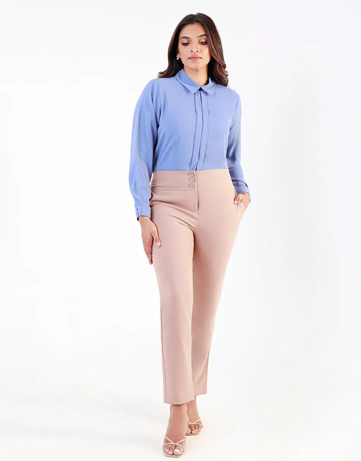 Plain Button Office Pant