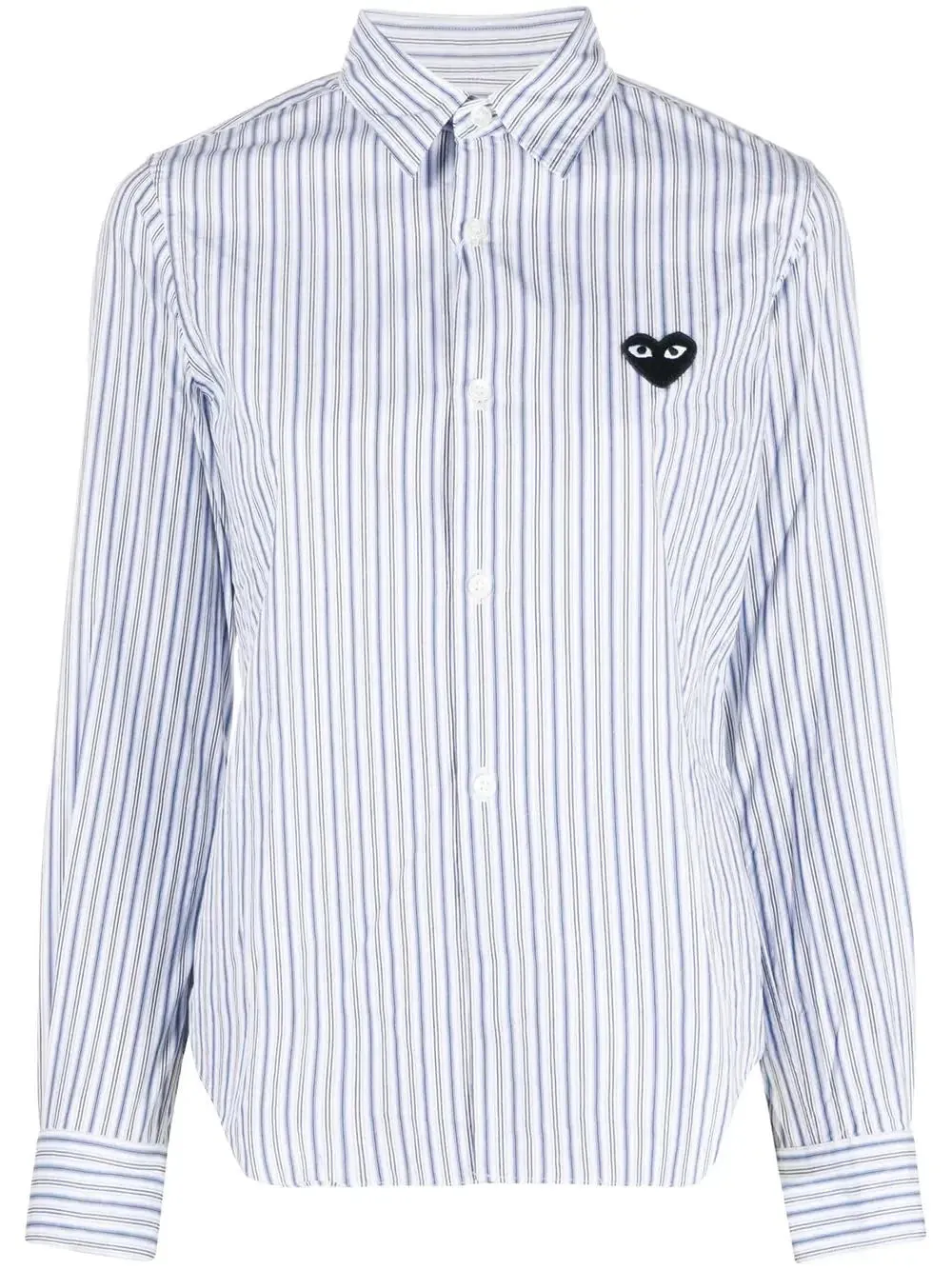 Play Women's Striped Button Down Shirt with Black Heart