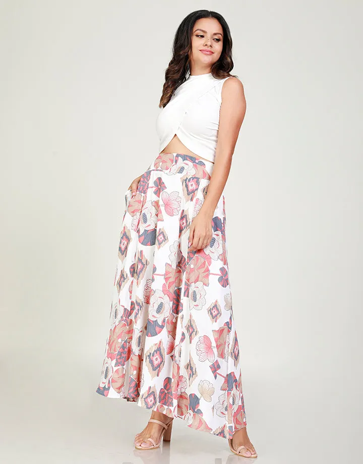 Printed Maxi Skirt with Pockets