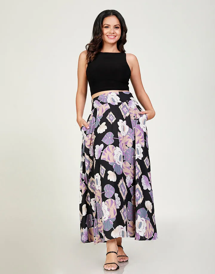 Printed Maxi Skirt with Pockets